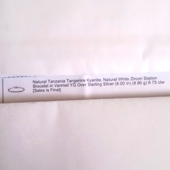 NATURAL TANZANIA TANGERINE KYANITE, WHITE ZIRCON BRACELET - Picture 7 of 9